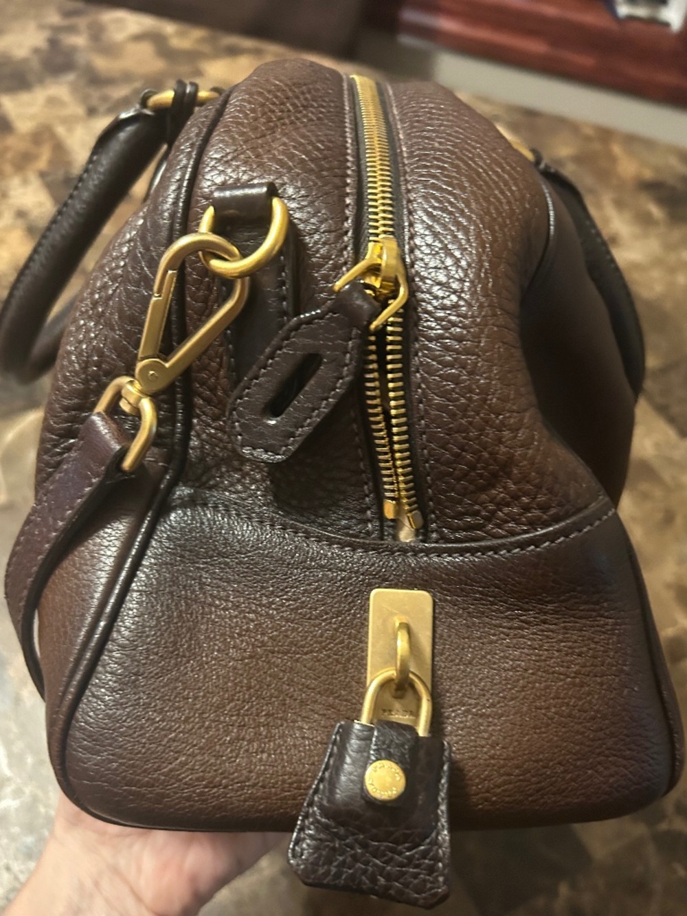 Prada Cervo Antik Leather Bowler Bag - Picture 11 of 16